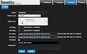 Domoticz configure WiWo Switch